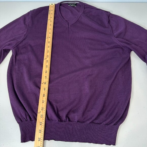 Neiman Marcus Merino Wool Pullover Sweater Mens Size L Purple - Picture 5 of 8